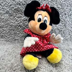 Vintage Minnie Mouse 12" Walt Disney World Plush Red Dress 1980s Era